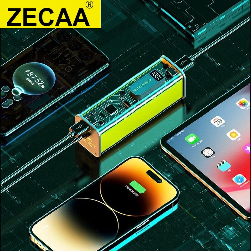 ZECAA Fast Charging 22.5W Transparent Digital Power Bank Charger 10000mAh 