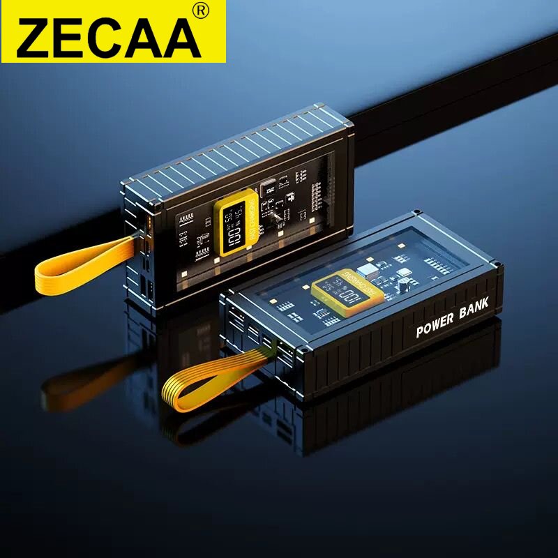 ZECAA Transparent Fast Charging 22.5W Digital Power Bank 10000mAh For Mobile Phone