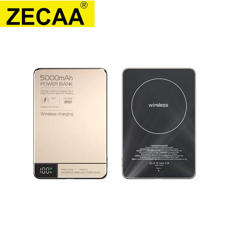 ZECAA Ultra Thin Fast Charging 22.5W PD20W Magsafe Magnetic Wireless Power Bank 10000mAh 