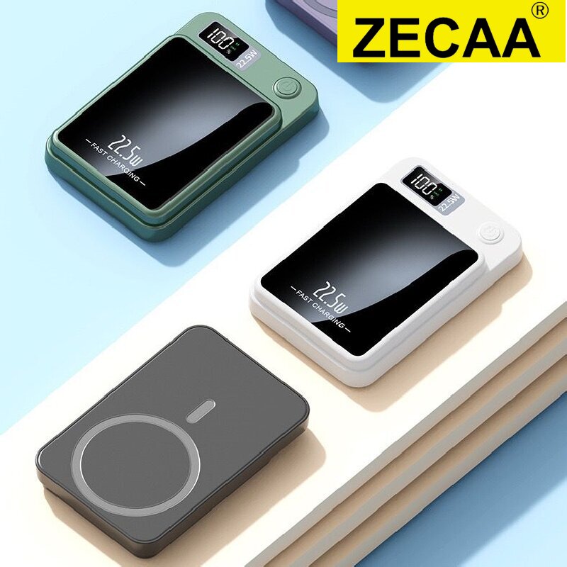 ZECAA Super Slim Fast Charging 22.5W PD20W Magnetic Digital Wireless Power Bank 10000mAh 