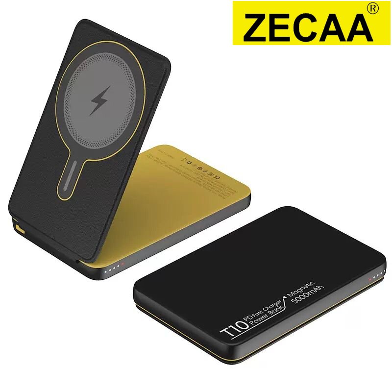 ZECAA Ultra Thin Fast Charging 22.5W PD20W Wireless Power Bank 5000mAh With Phone Holder 