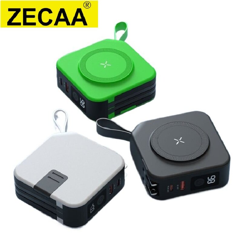 ZECAA Fast Charging 22.5W Magnetic Wireless Power Bank 20000mAh With AC Plug Build in Charging Cable 