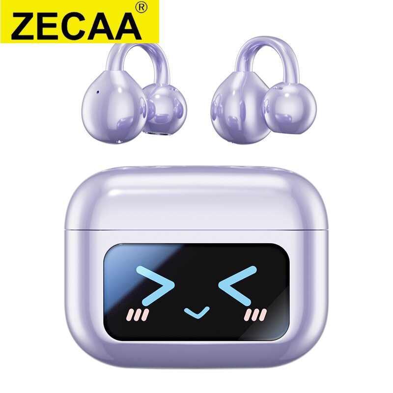 ZECAA Ear Clip Bluetooth ANC Wireless TWS Headset Earbuds With Digital LED Power Display