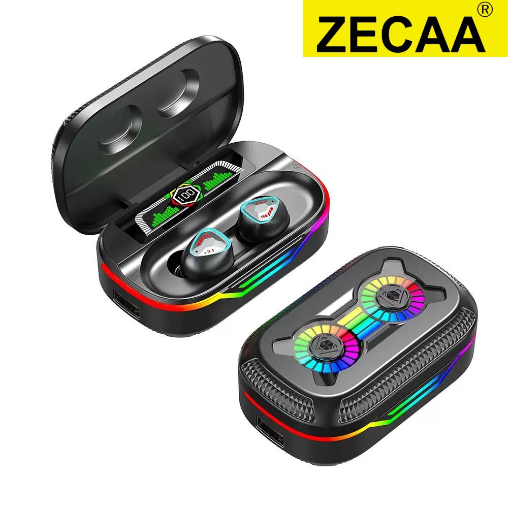 ZECAA Bluetooth Digital Wireless TWS Headset Noise Cancelling In Ear Bluetooth Earbuds With RGB Color Light