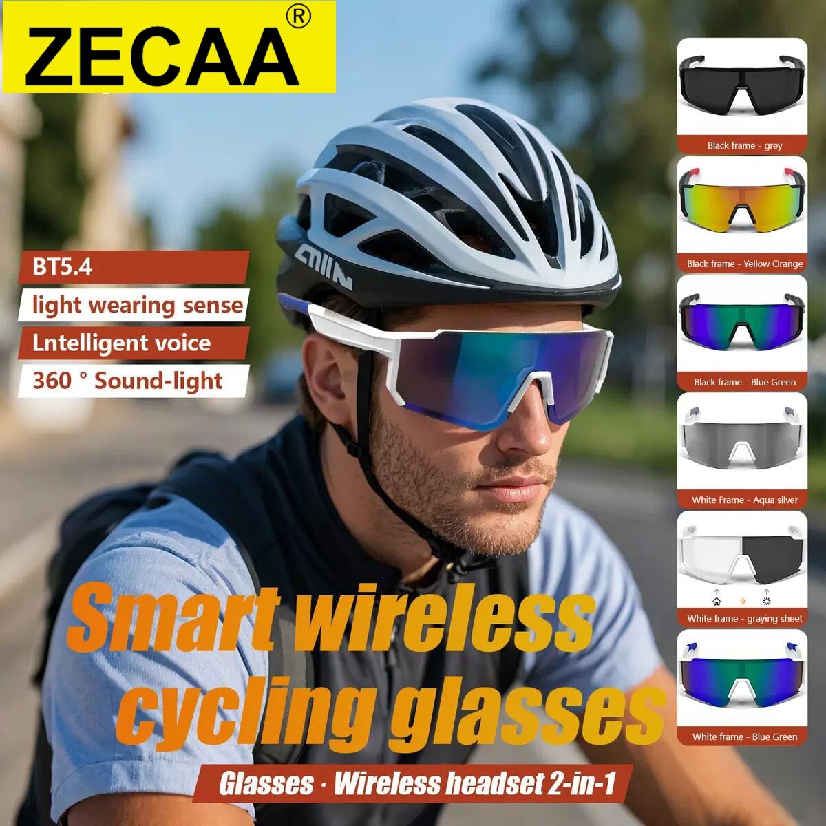 ZECAA Bluetooth Smart Wireless Cycling Glasses